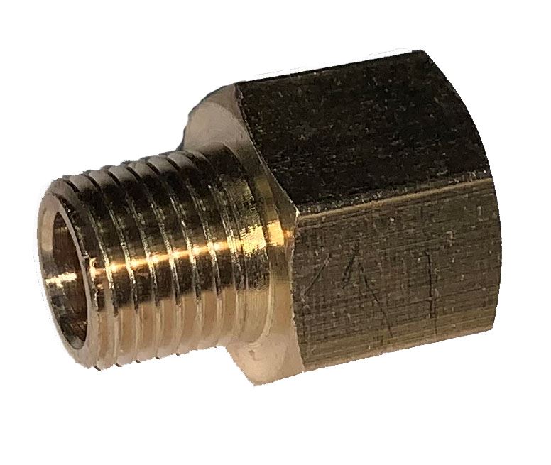 Hose outlet adapter, 1/4" BSP male to 3/8" NPT Male (SS)