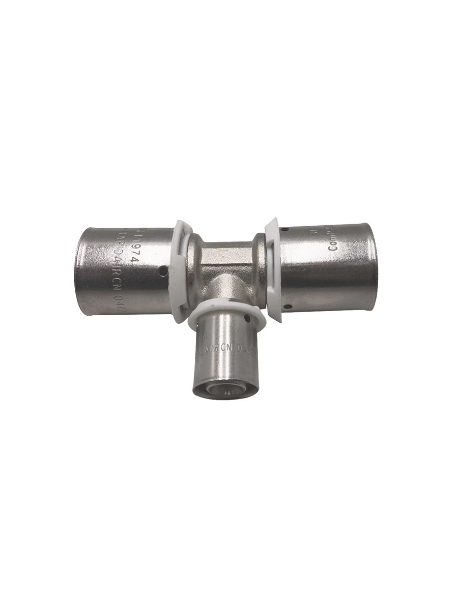 1" REDUCING TEE FITTING, DROP LEG 1/2" COMPRESSED FLEXIBLE TUBING