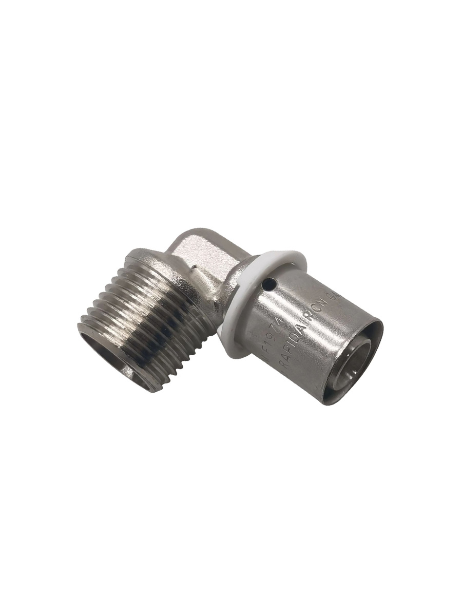 3/4" COMPRESSED FLEXIBLE TUBING X 3/4" MALE NPT ELBOW FITTING