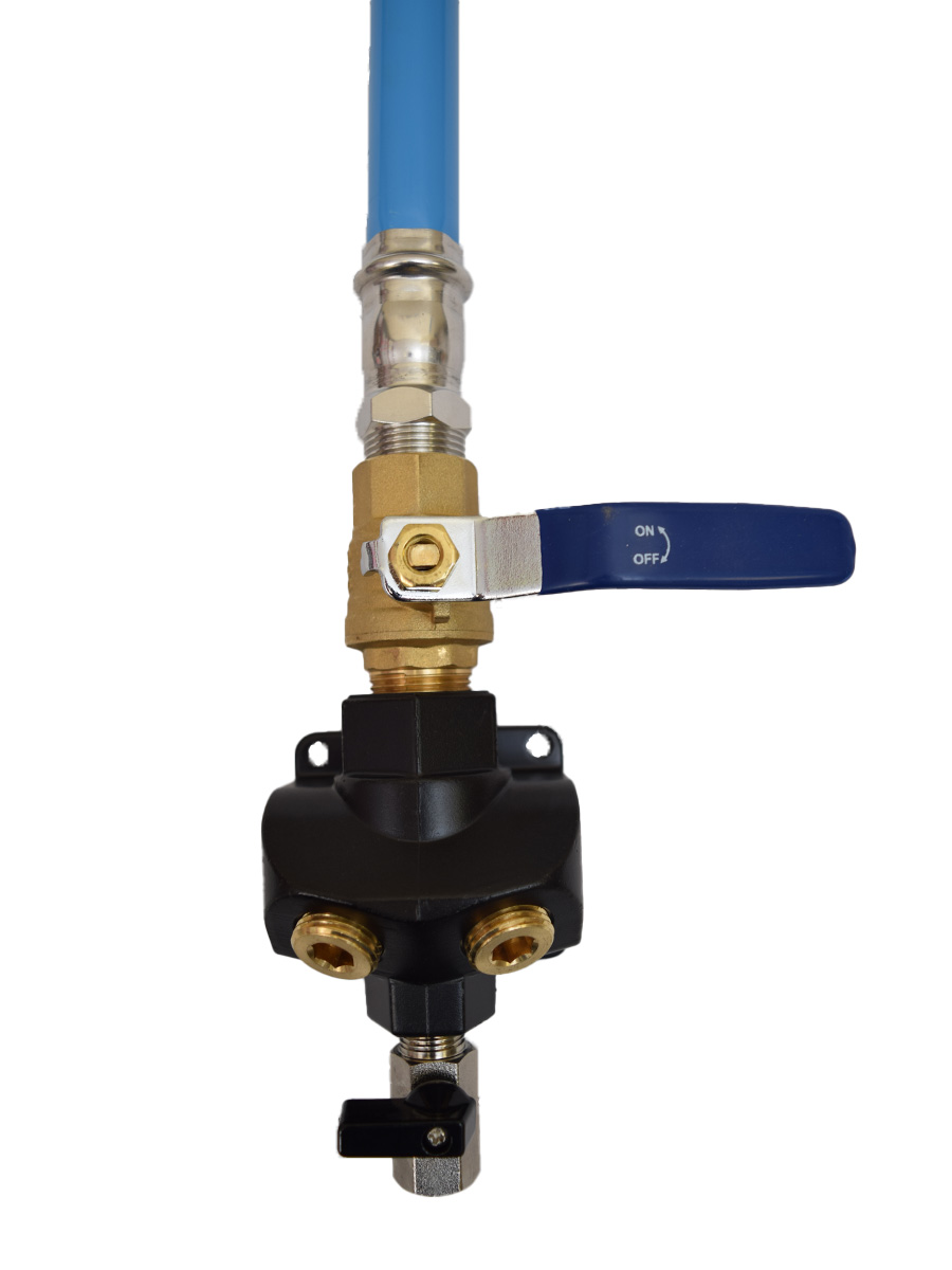 3/4" MULTI PORT OUTLET, 1/2" NPT PORT (4X), W SHUTOFF , COMPRESSED FLEXIBLE TUBING