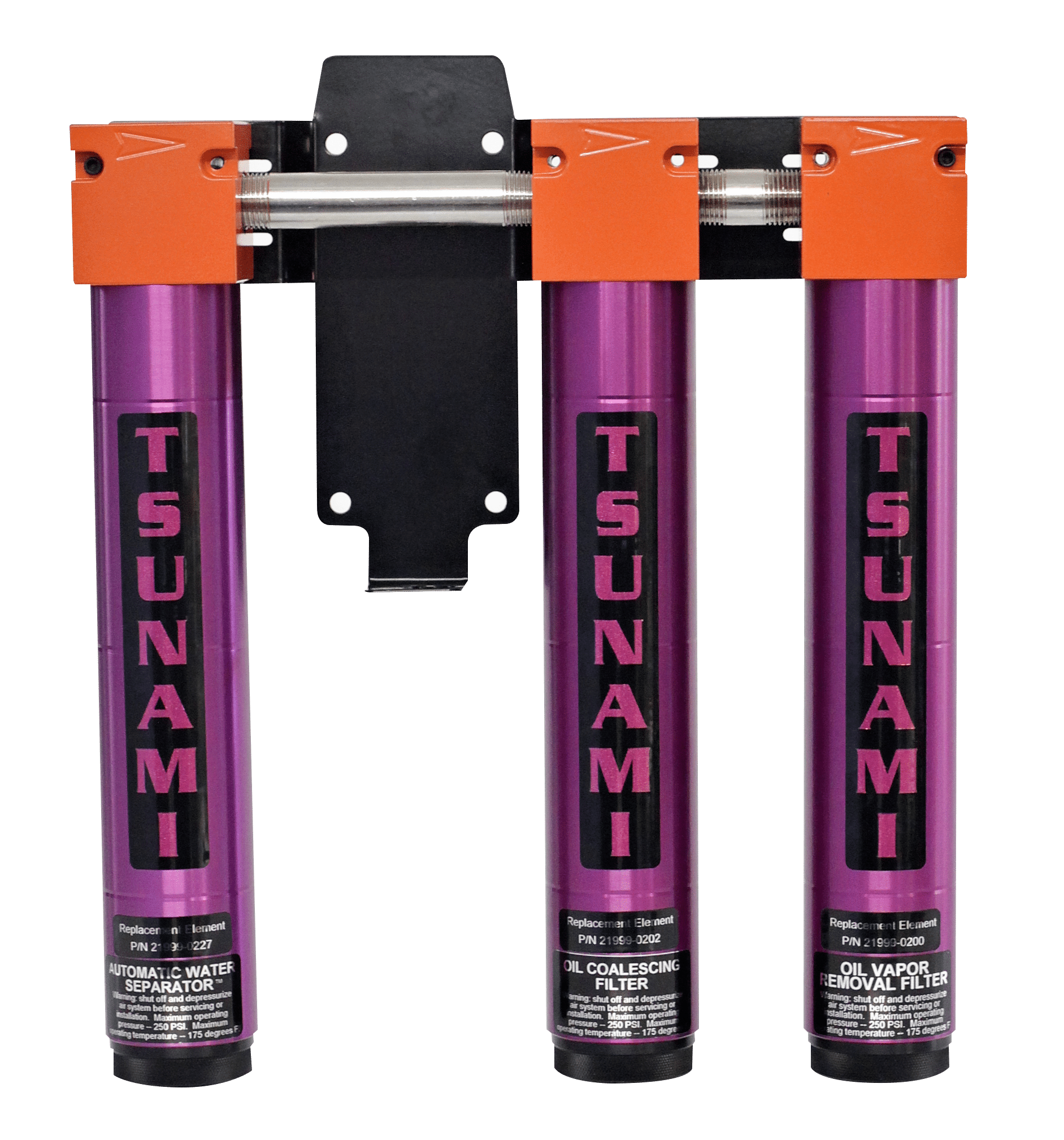 1/4" NPT TSUMANI FILTRATION PACKAGE #5, WATER SEP, OIL COALESCING, ACTIVE CARBON FILTERS, 21999-0421